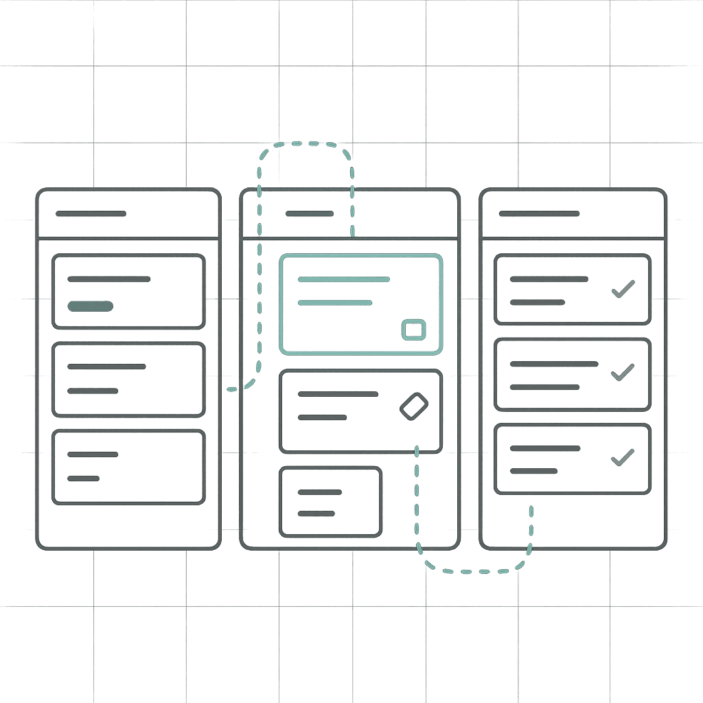 Kanban board of mitigation tasks and status chips.